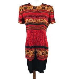 K.C. Spencer Career Dress Shift Lagenlook Knee Length Short Sleeves Sz Medium